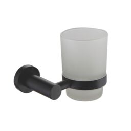 Showerdrape Modernity Black Steel Wall Mounted Frosted Glass Toothbrush Holder - thumbnail 3