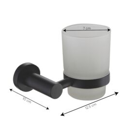 Showerdrape Modernity Black Steel Wall Mounted Frosted Glass Toothbrush Holder - thumbnail 2