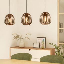 Eglo Espinal Bronze Steel Caged Style Contemporary 3 Light Pendant in Brown