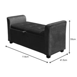 Nordara Black Velvet Ottoman Storage Box Window Seat Home - Size: 140 cm x 80 cm - thumbnail 2