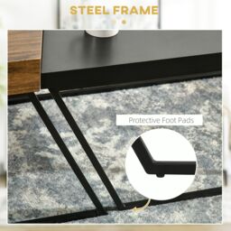 HOMCOM Industrial Coffee Table Set of 2, Geometric Coffee Tables for Living Room in Brown - thumbnail 6