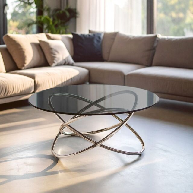 Orsina Sturdy Constructed Smoke Glass Top Coffee Table, Versatile Table For Livingroom, Functional Decorative Table in Grey - image 1