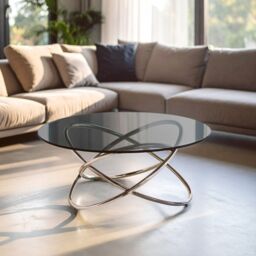 Orsina Sturdy Constructed Smoke Glass Top Coffee Table, Versatile Table For Livingroom, Functional Decorative Table in Grey - thumbnail 1