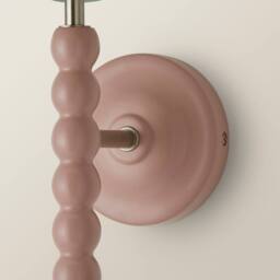 ValueLights Bobbins Rose Pink Bobble Wall Light & Linen Pastel Trim Lamp Shade in Pale Green - thumbnail 4