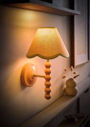 ValueLights Bobbins Rose Pink Bobble Wall Light & Linen Pastel Trim Lamp Shade in Pale Green - thumbnail 2
