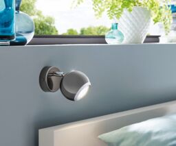 Loops Twin Ceiling Spot Light & 2x Matching Wall Lights Black Nickel Chrome Adjustable in Metallics - thumbnail 5