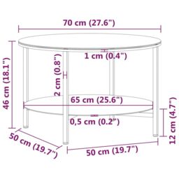 Berkfield Home Tea Table Black & Transparent 70 cm Tempered Glass - thumbnail 6