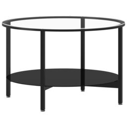 Berkfield Home Tea Table Black & Transparent 70 cm Tempered Glass - thumbnail 2