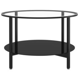 Berkfield Home Tea Table Black & Transparent 70 cm Tempered Glass - thumbnail 3