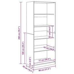 Berkfield Home Wardrobe Artisian Oak 80x50x200 cm Engineered Wood in Brown - Size: 80 x 50 x 200 cm - thumbnail 9