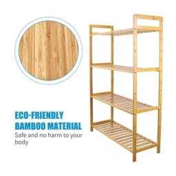 Kelvenix 4 Tier Bamboo Plant Stand Ladder Corner Storage Shelf in Brown - Size: 0.6m2 - thumbnail 4