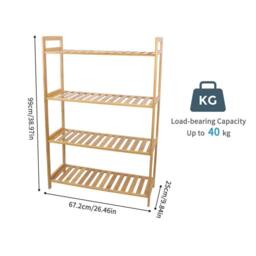 Kelvenix 4 Tier Bamboo Plant Stand Ladder Corner Storage Shelf in Brown - Size: 0.6m2 - thumbnail 2
