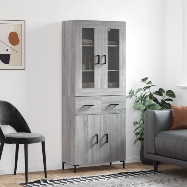 Berkfield Home Highboard Grey Sonoma 69.5x34x180 cm Engineered Wood - image 1