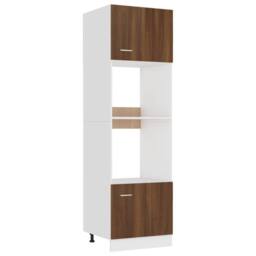Berkfield Home Microwave Cabinet Brown Oak 60x57x207 cm Engineered Wood - Size: 60 x 57 x 207 cm - thumbnail 1