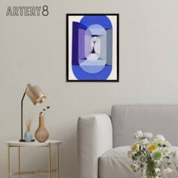 "Artery8 Joseph Schillinger Abstract Blue Gray Violet Wheel Framed Canvas Art - Size: W12"" x H16""" - thumbnail 3