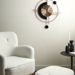 Wyld and Coco Heritage Home Vintage Wall Clock Gold and Black Iron Frame 59 x 67cm - Size: 59 x 67 cm - thumbnail 1