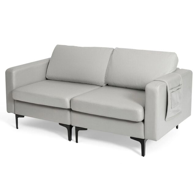 Costway Modern Sofa Couch Loveseat 2-3-Seater Sofa Seat Upholstered Padded Cushions in Grey - image 1