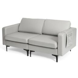 Costway Modern Sofa Couch Loveseat 2-3-Seater Sofa Seat Upholstered Padded Cushions in Grey - thumbnail 1