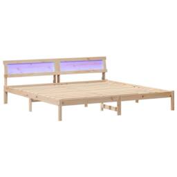 Berkfield Home with LED Strip Lights with Headboard Brown 200 x 200 cm Solid pin in Beige - thumbnail 1