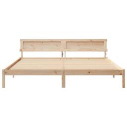 Berkfield Home with LED Strip Lights with Headboard Brown 200 x 200 cm Solid pin in Beige - thumbnail 5
