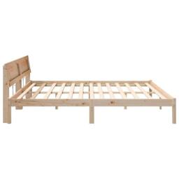 Berkfield Home with LED Strip Lights with Headboard Brown 200 x 200 cm Solid pin in Beige - thumbnail 6