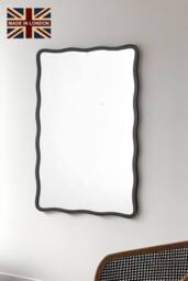 Yearn Mirrors Black Ripple Framed Rectangular Wall Mirror 90x60cm - Size: 90x60 cm
