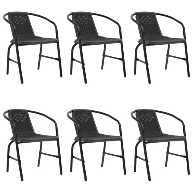Berkfield Home Garden Chairs 6 pcs Plastic Rattan & Steel 110 kg in Black - image 1