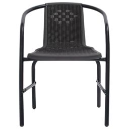 Berkfield Home Garden Chairs 6 pcs Plastic Rattan & Steel 110 kg in Black - thumbnail 3