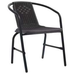 Berkfield Home Garden Chairs 6 pcs Plastic Rattan & Steel 110 kg in Black - thumbnail 2