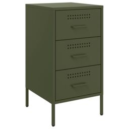 Berkfield Home Bedside Cabinets 2 pcs Olive Green 36x39x68 cm Steel - Size: 36 x 39 x 68 cm - thumbnail 5