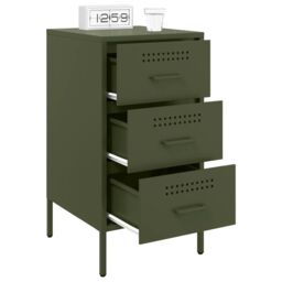 Berkfield Home Bedside Cabinets 2 pcs Olive Green 36x39x68 cm Steel - Size: 36 x 39 x 68 cm - thumbnail 4