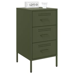 Berkfield Home Bedside Cabinets 2 pcs Olive Green 36x39x68 cm Steel - Size: 36 x 39 x 68 cm - thumbnail 3