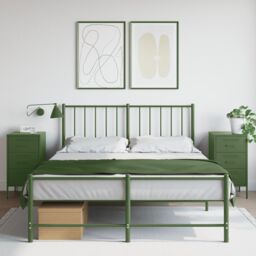Berkfield Home Bedside Cabinets 2 pcs Olive Green 36x39x68 cm Steel - Size: 36 x 39 x 68 cm