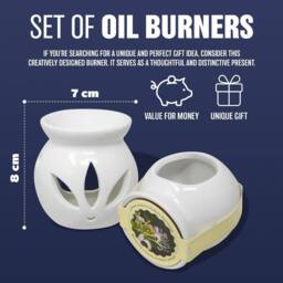 BARGAINS-GALORE Set Of 4 Wax Melt Burner Ceramic Essential Oil Burners Home Decoration in White - thumbnail 2