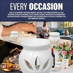 BARGAINS-GALORE Set Of 4 Wax Melt Burner Ceramic Essential Oil Burners Home Decoration in White - thumbnail 5