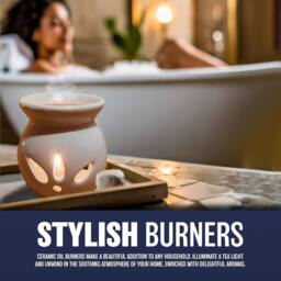 BARGAINS-GALORE Set Of 4 Wax Melt Burner Ceramic Essential Oil Burners Home Decoration in White - thumbnail 3