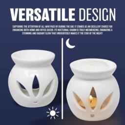 BARGAINS-GALORE Set Of 4 Wax Melt Burner Ceramic Essential Oil Burners Home Decoration in White - thumbnail 4