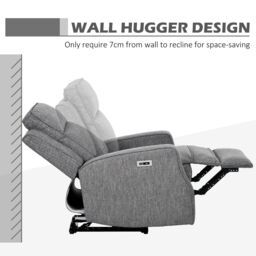 HOMCOM Electric Fabric Recliner Armchair, Reclining Chair with Adjustable Leg Rest, USB Port, for Home Living Room in Dark Grey - thumbnail 6