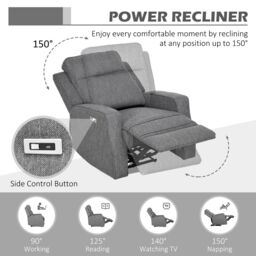 HOMCOM Electric Fabric Recliner Armchair, Reclining Chair with Adjustable Leg Rest, USB Port, for Home Living Room in Dark Grey - thumbnail 4