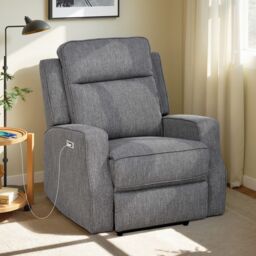 HOMCOM Electric Fabric Recliner Armchair, Reclining Chair with Adjustable Leg Rest, USB Port, for Home Living Room in Dark Grey - thumbnail 2