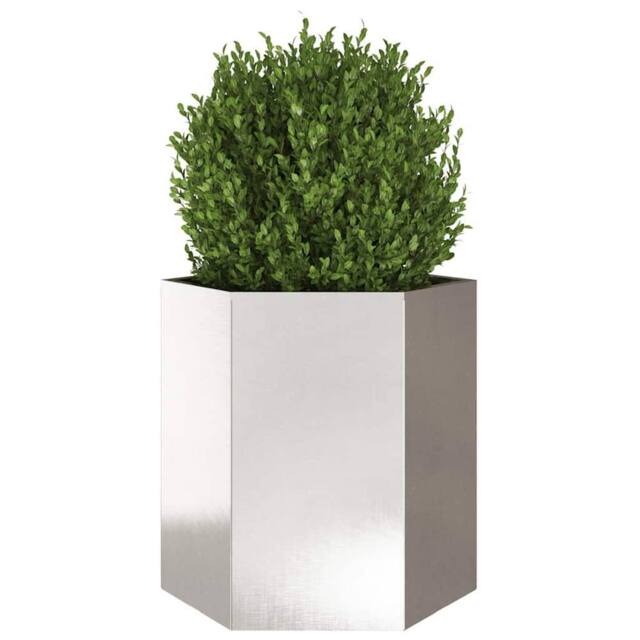 Berkfield Home Durable Garden Planter Hexagon 46x40x45 cm Stainless Steel in Silver - Size: 46 x 40 x 45 cm - image 1