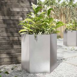 Berkfield Home Durable Garden Planter Hexagon 46x40x45 cm Stainless Steel in Silver - Size: 46 x 40 x 45 cm - thumbnail 2
