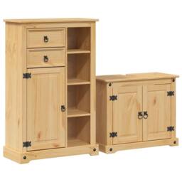 Berkfield Home 2 Piece Bathroom Furniture Set Corona Solid Wood Pine in Light Tan
