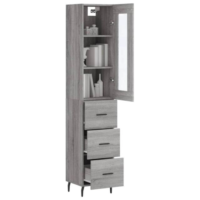 Berkfield Home Highboard Grey Sonoma 34.5x34x180 cm Engineered Wood - image 1