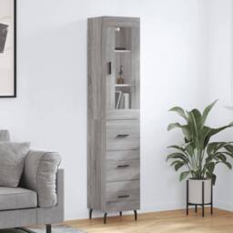 Berkfield Home Highboard Grey Sonoma 34.5x34x180 cm Engineered Wood - thumbnail 2