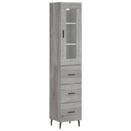 Berkfield Home Highboard Grey Sonoma 34.5x34x180 cm Engineered Wood - thumbnail 3