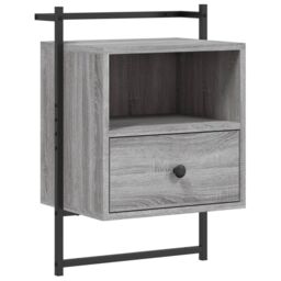 Berkfield Home Bedside Cabinet Wall-mounted Grey Sonoma 40x30x61 cm Engineered Wood - Size: 40 x 30 x 61 cm - thumbnail 2