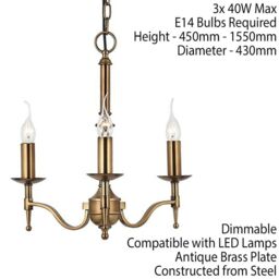 Loops Avery Ceiling Pendant Chandelier Light 3 Lamp Antique Brass Curved Candelabra in Metallics - thumbnail 2
