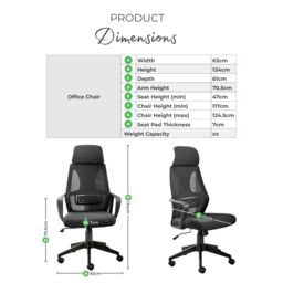 FurnitureboxUK Ubico Black Mesh & Fabric Office Chair - thumbnail 9