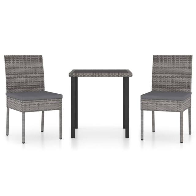 Berkfield Home 3 Piece Outdoor Dining Set with Cushions Poly Rattan Grey - image 1